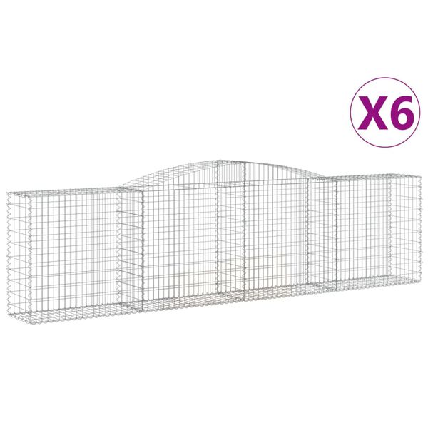 vidaXL 6 db íves horganyzott vas gabion kosár 400x50x100/120 cm