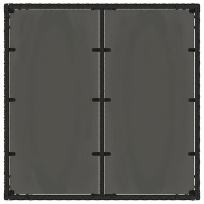 vidaXL fekete polyrattan üveglapos kerti asztal 90 x 90 x 75 cm