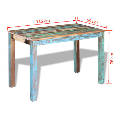 vidaXL tömör újrahasznosított fa étkezőasztal 115 x 60 x 76 cm