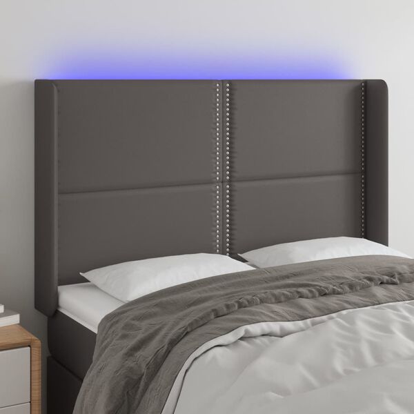 vidaXL sz&uuml;rke műbőr LED-es fejt&aacute;mla 147x16x118/128 cm
