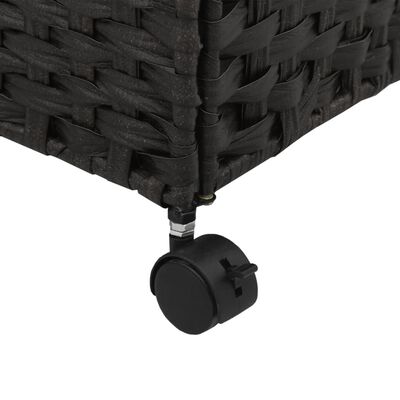vidaXL fekete rattan szennyeskosár kerekekkel 60x35x60,5 cm