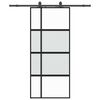 vidaXL fekete edzett &uuml;veg tol&oacute;ajt&oacute; f&eacute;mszerel&eacute;k szettel 90x205 cm