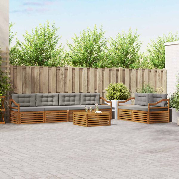 vidaXL K&uuml;lt&eacute;ri kanap&eacute; szett 7 pcs Term&eacute;szetes &eacute;s Vil&aacute;gossz&uuml;rke