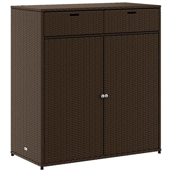 vidaXL barna polyrattan kerti tárolószekrény 105 x 55 x 113 cm