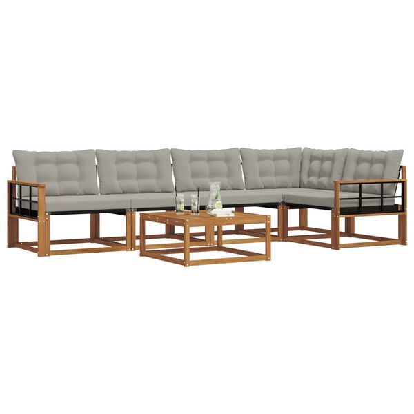 vidaXL K&uuml;lt&eacute;ri kanap&eacute; szett 6 pcs Term&eacute;szetes &eacute;s Vil&aacute;gossz&uuml;rke