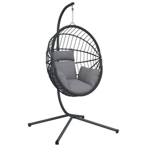 vidaXL sz&uuml;rke rattan &eacute;s ac&eacute;l f&uuml;ggő kagyl&oacute;sz&eacute;k &aacute;llv&aacute;nnyal