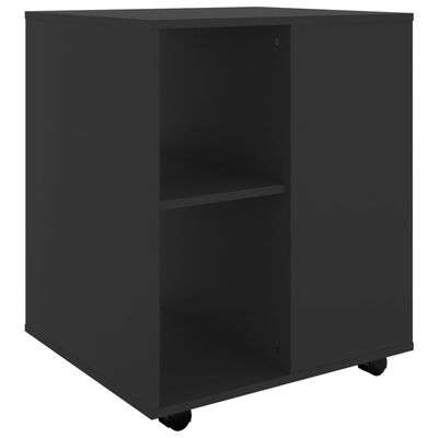 vidaXL fekete forgácslap kerekes szekrény 60 x 53 x 72 cm