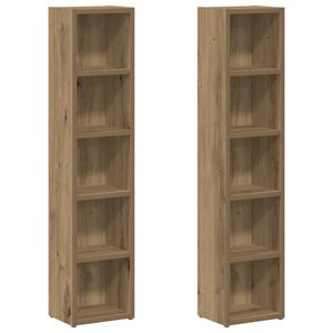 vidaXL 2 db k&eacute;zműves t&ouml;lgy sz&iacute;nű szerelt fa CD-szekr&eacute;ny 21x16x93,5 cm