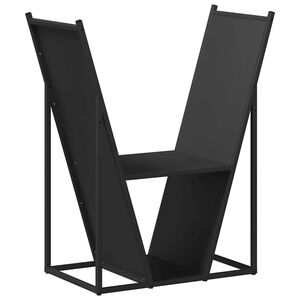 vidaXL fekete hidegen hengerelt ac&eacute;l tűzifat&aacute;rol&oacute; 69,5x35x81 cm