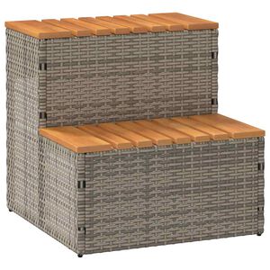 vidaXL pezsgőf&uuml;rdő l&eacute;pcső sz&uuml;rke 50x50x50,5cm polyrattan &eacute;s ak&aacute;cfa