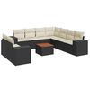 vidaXL 10 r&eacute;szes fekete polyrattan kerti &uuml;lőgarnit&uacute;ra p&aacute;rn&aacute;kkal