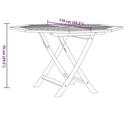 vidaXL összecsukható tömör tíkfa kerti asztal 110x110x75 cm
