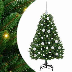 vidaXL Mű kar&aacute;csonyfa 120 cm 150 LED Meleg feh&eacute;r PVC &eacute;s Ac&eacute;l Z&ouml;ld
