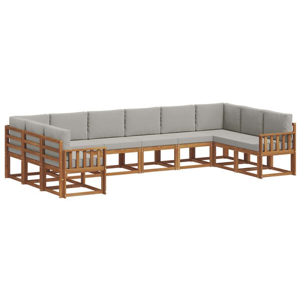 vidaXL K&uuml;lt&eacute;ri kanap&eacute; szett 10 pcs Term&eacute;szetes &eacute;s Vil&aacute;gossz&uuml;rke