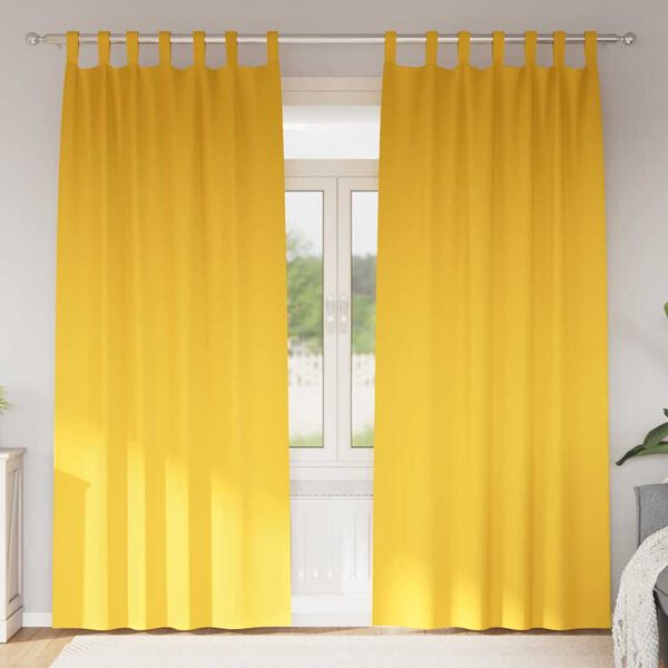 vidaXL Fekete F&uuml;gg&ouml;ny Gyűrűkkel 2 pcs Must&aacute;r s&aacute;rga 225 x 140 cm