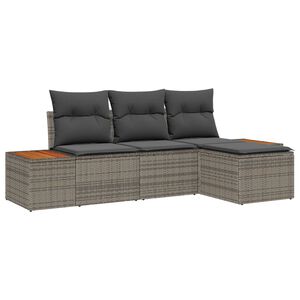 vidaXL Kerti Kanap&eacute; Szett p&aacute;rn&aacute;val p&aacute;rn&aacute;val 4 pcs Sz&uuml;rke polirattan