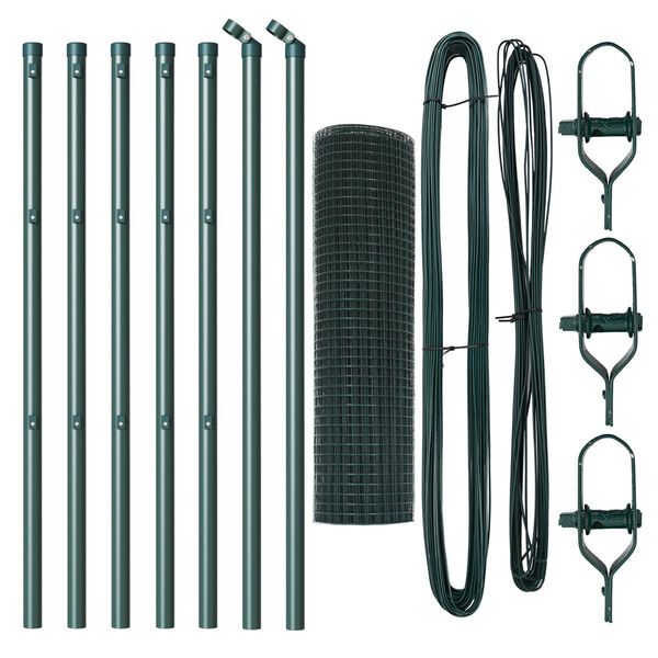 vidaXL Ker&iacute;t&eacute;soszlop Z&ouml;ld 10 x 0,4 m (25 x 25 mm h&aacute;l&oacute;) Ac&eacute;l &eacute;s PVC