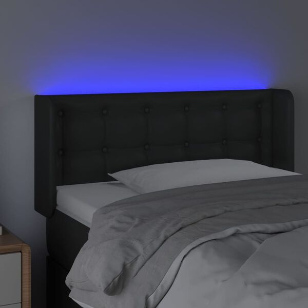 vidaXL fekete műbőr LED-es fejt&aacute;mla 93 x 16 x 78/88 cm