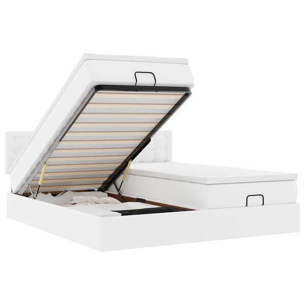 vidaXL Ottom&aacute;n &aacute;gykeret matraccal Feh&eacute;r 160x200cm műbőrrel