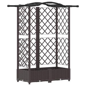 vidaXL Magas&iacute;tott &Aacute;gy Trellis-szel &eacute;s Tetővel Barna 124 x 40 x 123 cm
