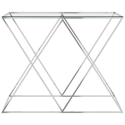vidaXL ezüstszínű rozsdamentes acél és üveg kisasztal 90 x 40 x 75 cm