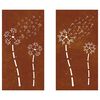 vidaXL 2 db vir&aacute;gmint&aacute;s corten ac&eacute;l kerti fald&iacute;sz 105 x 55 cm