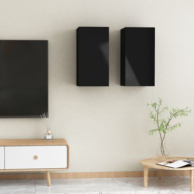 vidaXL 2 db magasfényű fekete forgácslap TV-szekrény 30,5 x 30 x 60 cm