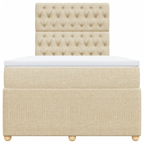 vidaXL kr&eacute;msz&iacute;nű sz&ouml;vet rug&oacute;s &aacute;gy matraccal 120 x 200 cm