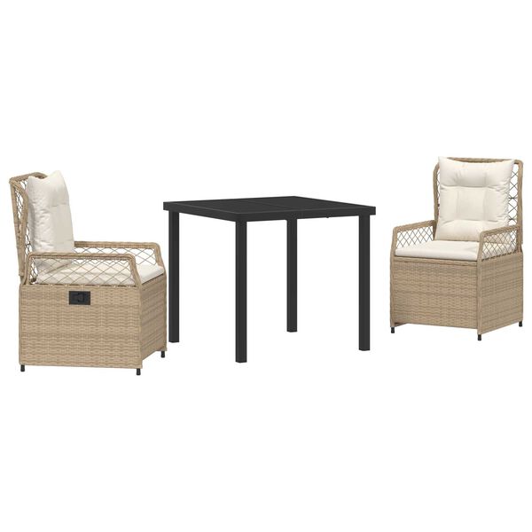 vidaXL Kert &eacute;tkező szett 3 pcs Beige &eacute;s Kr&eacute;msz&iacute;nű polirattan