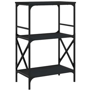 vidaXL 3 szintes fekete szerelt fa k&ouml;nyvespolc 59 x 35 x 90,5 cm