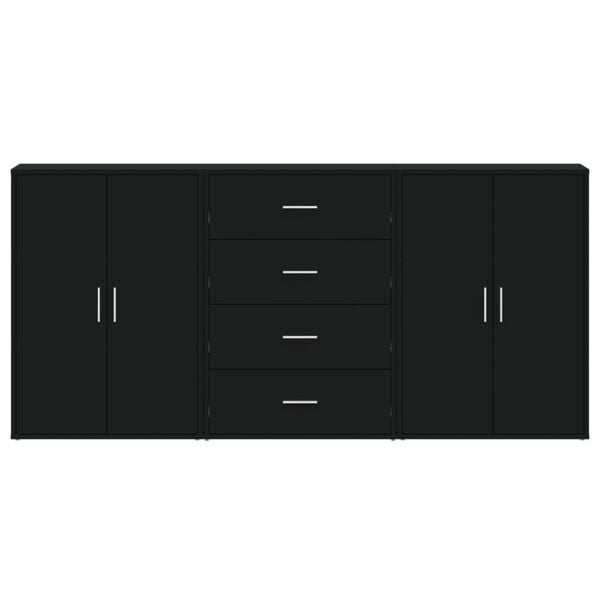 vidaXL 3 db fekete szerelt fa tálalószekrény 60 x 31 x 84 cm