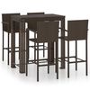 vidaXL 5 r&eacute;szes barna polyrattan k&uuml;lt&eacute;ri b&aacute;rszett kart&aacute;masszal