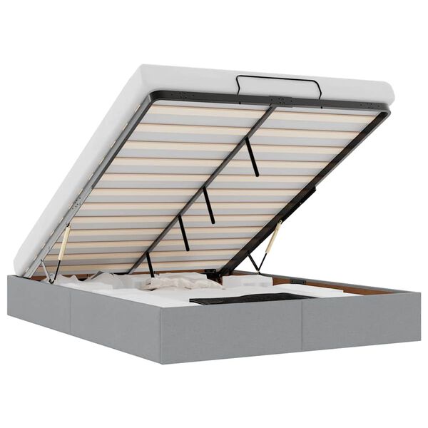 vidaXL Ottomán világosszürke szövet ágykeret matrac nélkül 140x200 cm