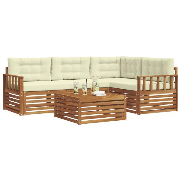 vidaXL K&uuml;lt&eacute;ri kanap&eacute; szett p&aacute;rn&aacute;val 5 pcs Term&eacute;szetes &eacute;s kr&eacute;msz&iacute;nű