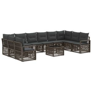vidaXL Kerti Kanap&eacute; Szett 11 pcs Sz&uuml;rke polirattan