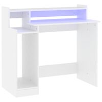 vidaXL fehér szerelt fa íróasztal LED-ekkel 97 x 45 x 90 cm