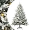 vidaXL Műfenyő vil&aacute;g&iacute;t&aacute;ssal &eacute;s g&ouml;mbk&eacute;szlettel Z&ouml;ld 210 cm PVC &eacute;s PE