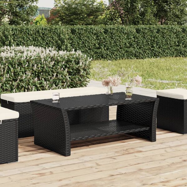 vidaXL fekete polyrattan dohányzóasztal 100 x 50 x 40 cm