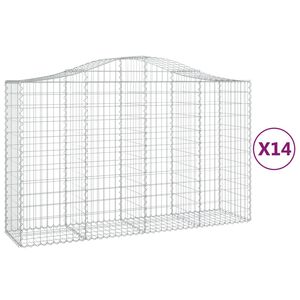 vidaXL 14 db &iacute;ves horganyzott vas gabion kos&aacute;r 200x50x120/140 cm