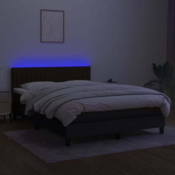 vidaXL fekete sz&ouml;vet rug&oacute;s &eacute;s LED-es &aacute;gy matraccal 140x190 cm