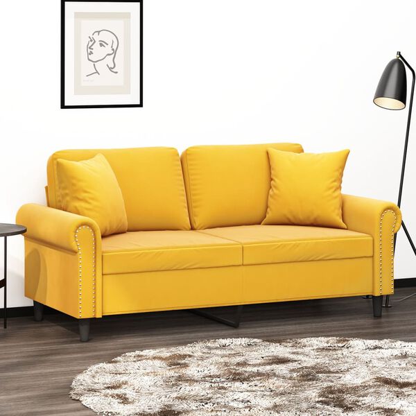 vidaXL 2 szem&eacute;lyes vil&aacute;goss&aacute;rga b&aacute;rsony kanap&eacute; p&aacute;rn&aacute;kkal 140 cm