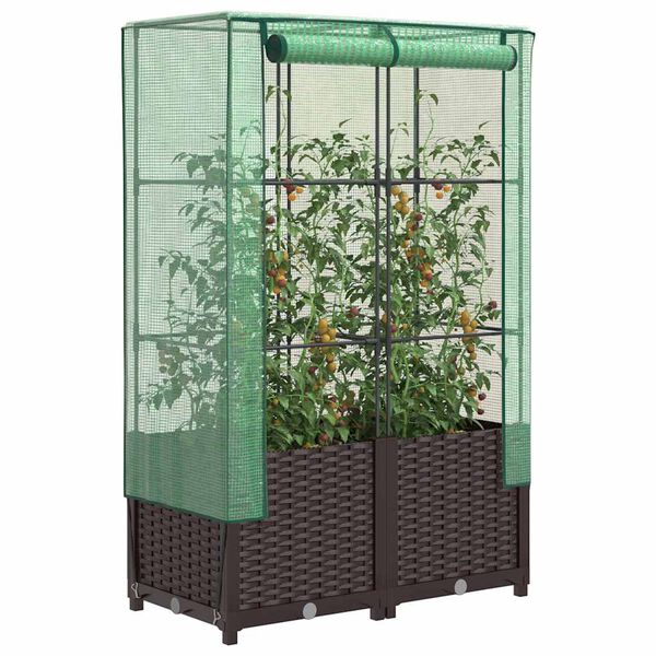 vidaXL rattan megjelen&eacute;sű magas&aacute;gy&aacute;s melegh&aacute;ztakar&oacute;val 80x40x138 cm