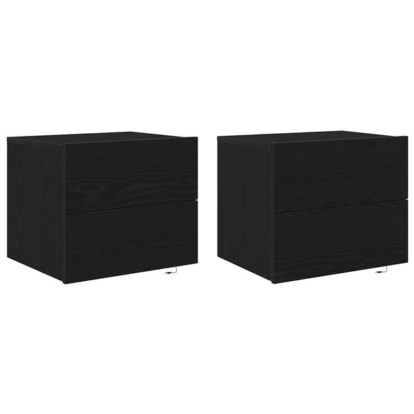 vidaXL &Eacute;jjeliszekr&eacute;ny 2 pcs Fekete t&ouml;lgy 50 x 39 x 41 cm Faanyag