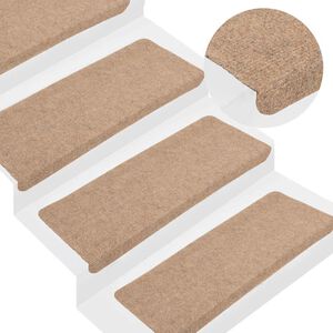 vidaXL 15 db b&eacute;zs &ouml;ntapad&oacute; l&eacute;pcsőszőnyeg 65x24,5x3,5 cm