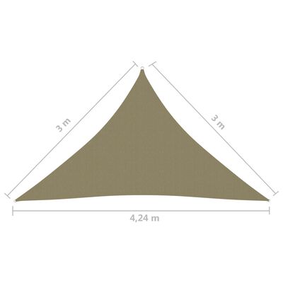vidaXL bézs háromszög alakú oxford-szövet napvitorla 3 x 3 x 4,24 m