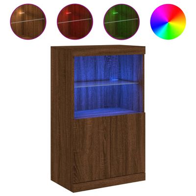 vidaXL barna tölgy színű tálalószekrény LED-ekkel 60,5 x 37 x 100 cm