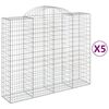 vidaXL 5 db &iacute;ves horganyzott vas gabion kos&aacute;r 200x50x160/180 cm