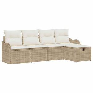 vidaXL Kerti Kanap&eacute; Szett 5 db 4-&Uuml;lőhelyek sz&aacute;ma Beige &eacute;s kr&eacute;m