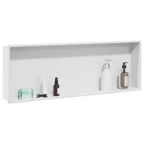vidaXL Zuhany Niche Feh&eacute;r 90 x 30 x 9,5 cm Rozsdamentes ac&eacute;l