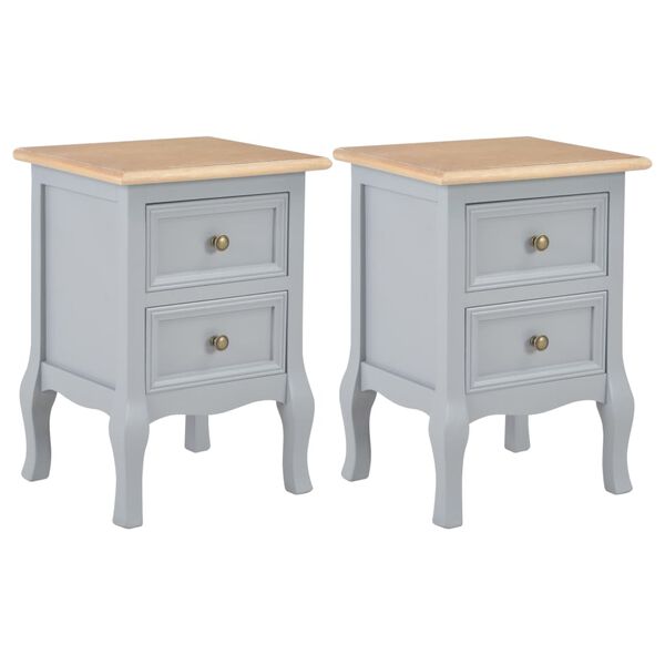 280039 vidaXL Bedside Cabinets 2 pcs Grey 35x30x49 cm MDF
